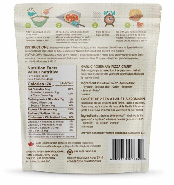 hOMe Grown Living Foods U-Bake Keto Pizza Crust (330g) - Lifestyle Markets